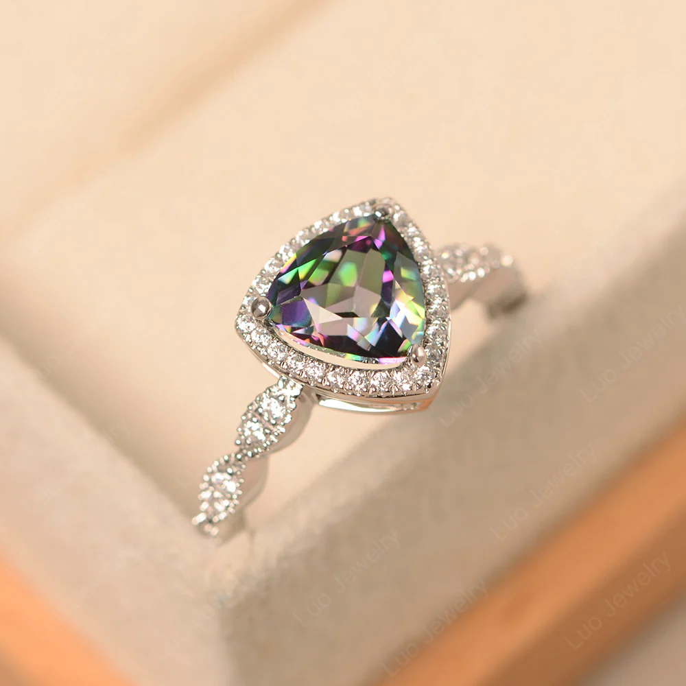 Trillion Cut Mystic Topaz Cocktail Halo Ring - Image 3