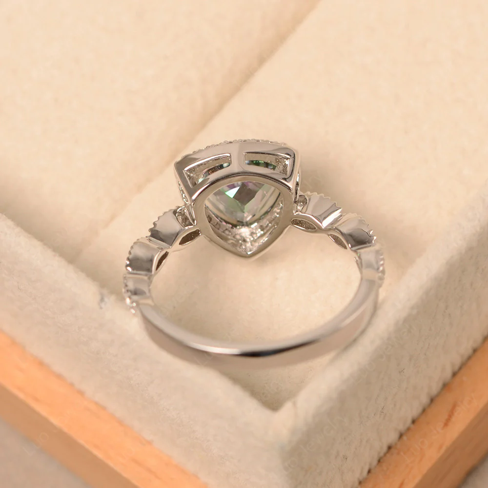 Trillion Cut Mystic Topaz Cocktail Halo Ring - Image 4