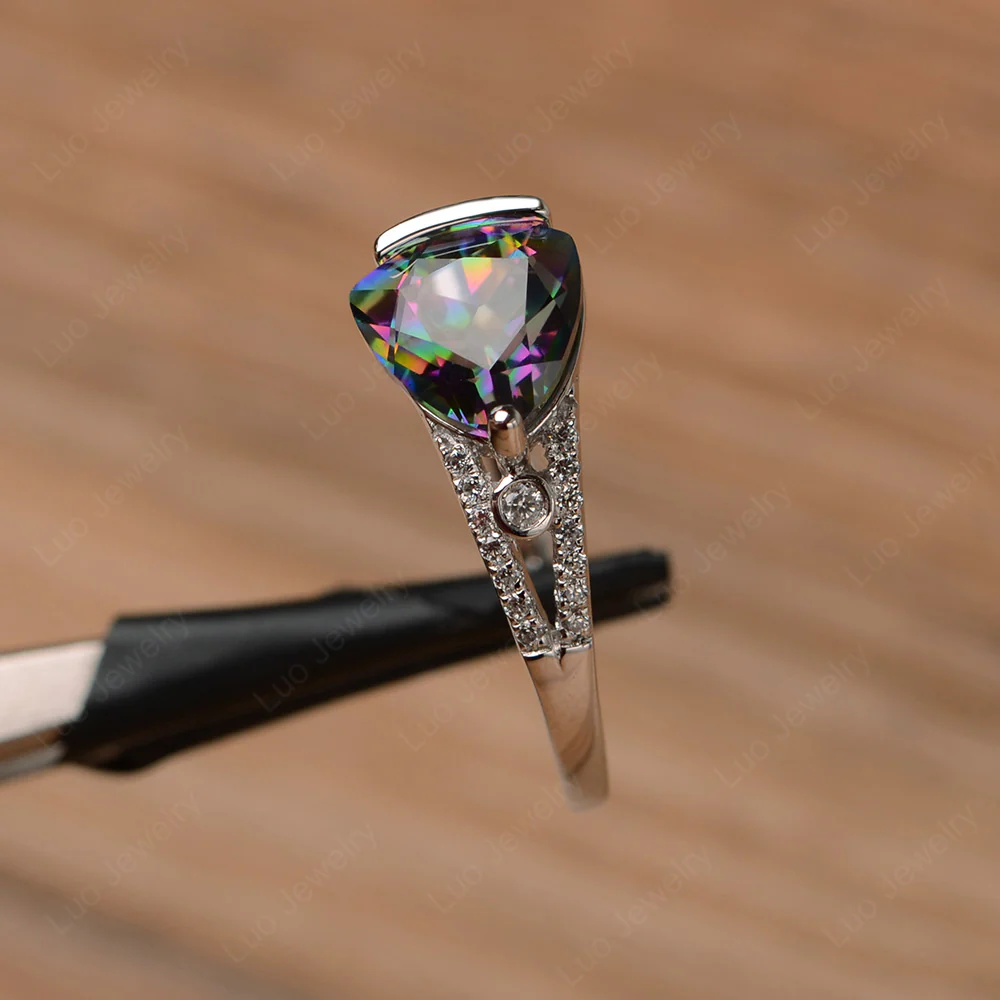 Trillion Cut Mystic Topaz Horizontal Ring - Image 2