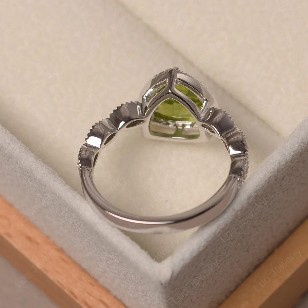 Trillion Cut Peridot Cocktail Halo Ring - Image 3