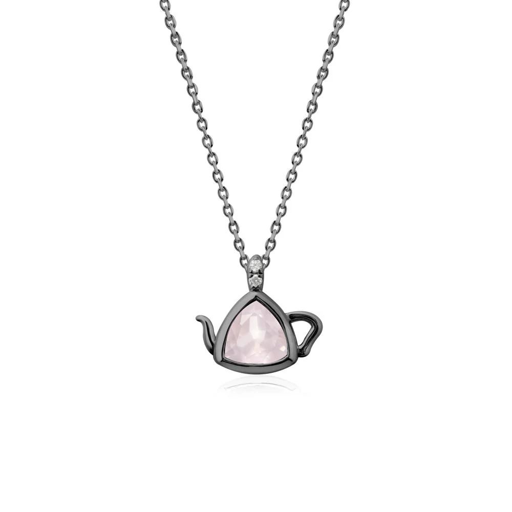 Trillion Cut Rose Quartz Pendant Necklace - Image 7