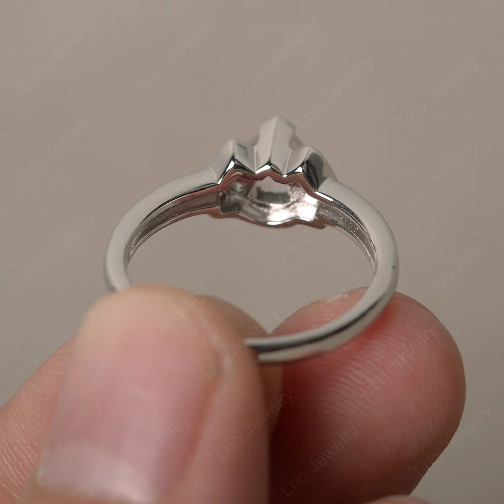 Trillion Cut Rose Quartz Promise Ring - Image 2