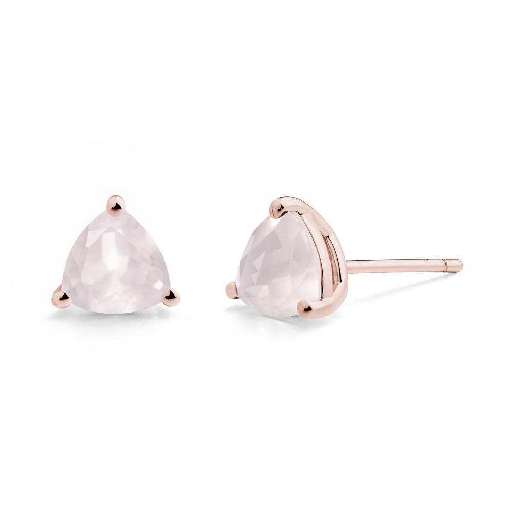 Trillion Cut Rose Quartz Stud Earrings - Image 5