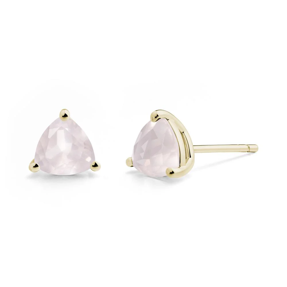 Trillion Cut Rose Quartz Stud Earrings - Image 7