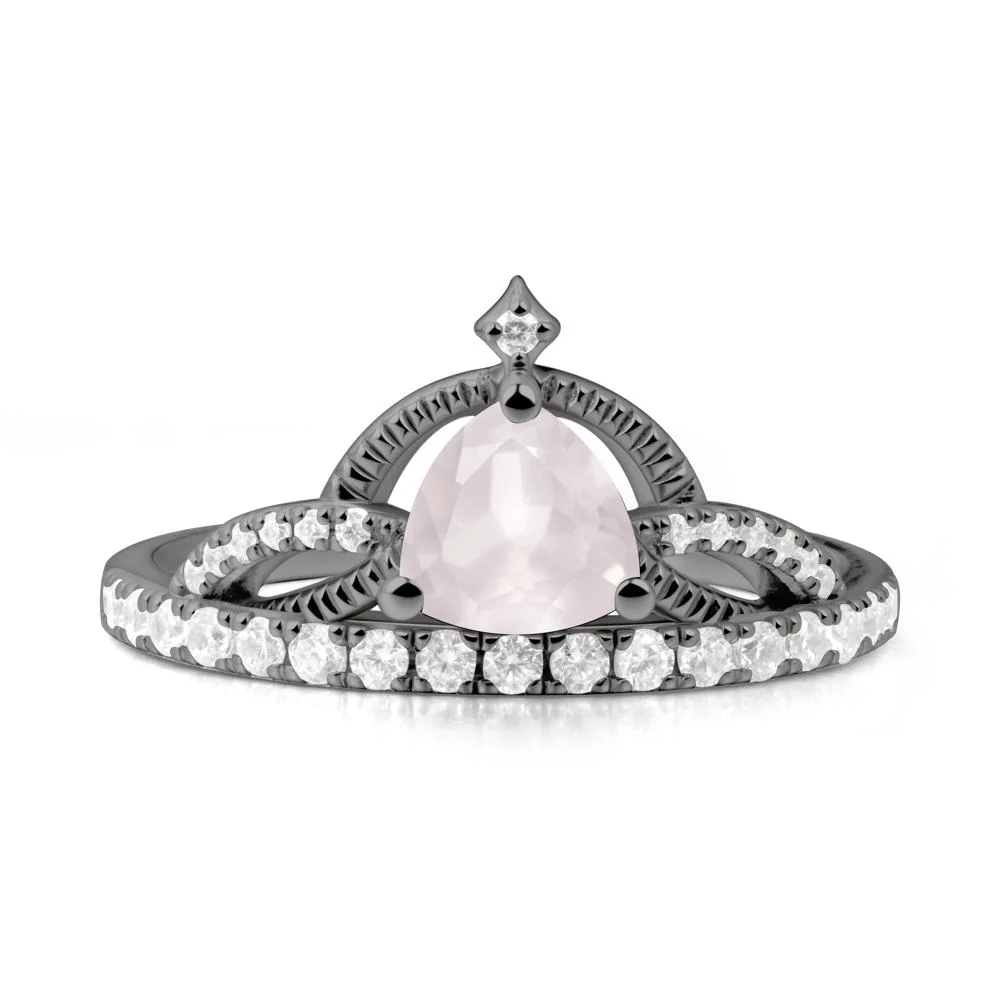 Trillion Cut Rose Quartz Tiara Ring