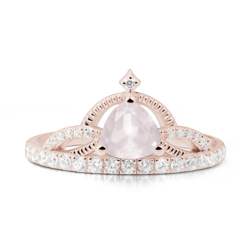Trillion Cut Rose Quartz Tiara Ring - Image 4