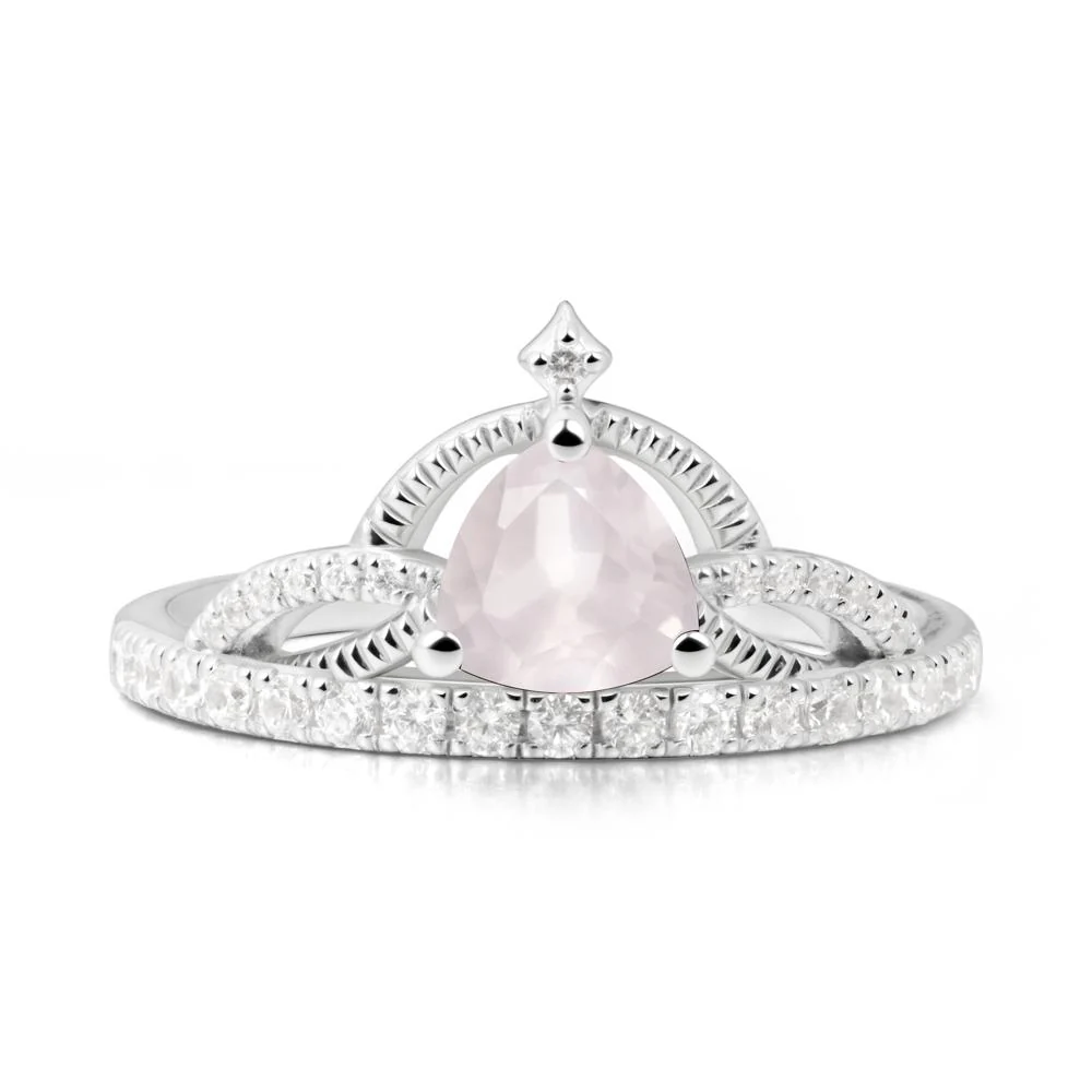 Trillion Cut Rose Quartz Tiara Ring - Image 7