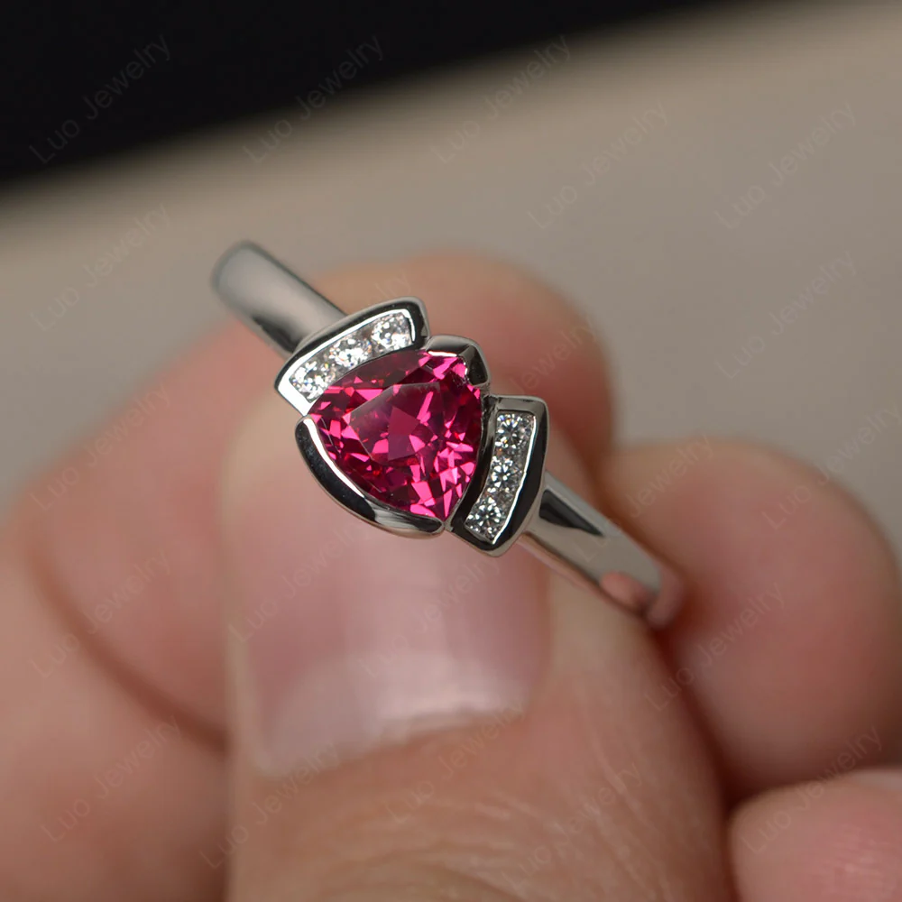 Trillion Cut Ruby Promise Ring