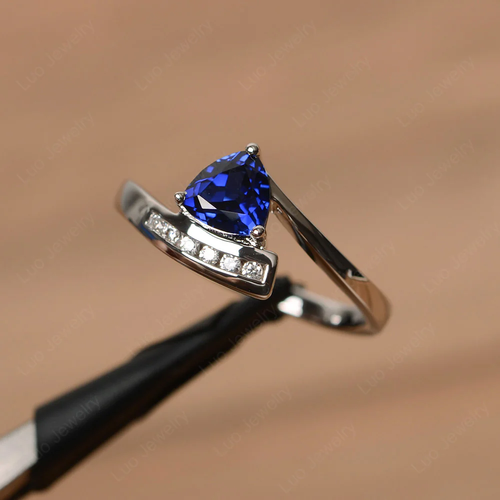 Trillion Cut Sapphire Bypass Engagement Ring - Image 2