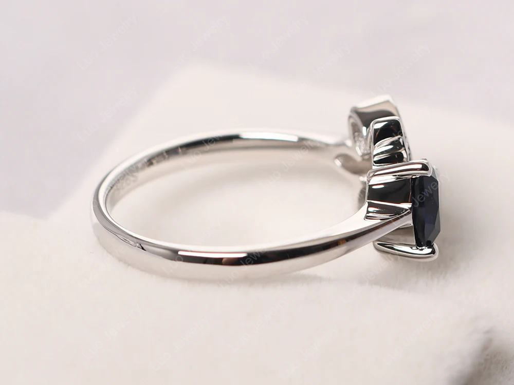 Trillion Cut Sapphire Flower Ring - Image 4