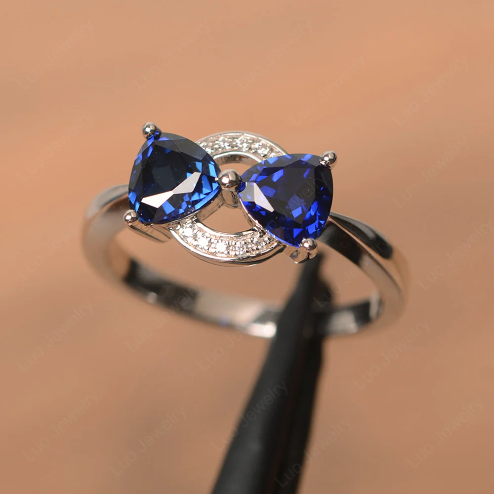 Trillion Cut Sapphire Two Stone Ring