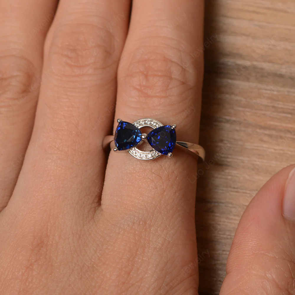 Trillion Cut Sapphire Two Stone Ring - Image 4