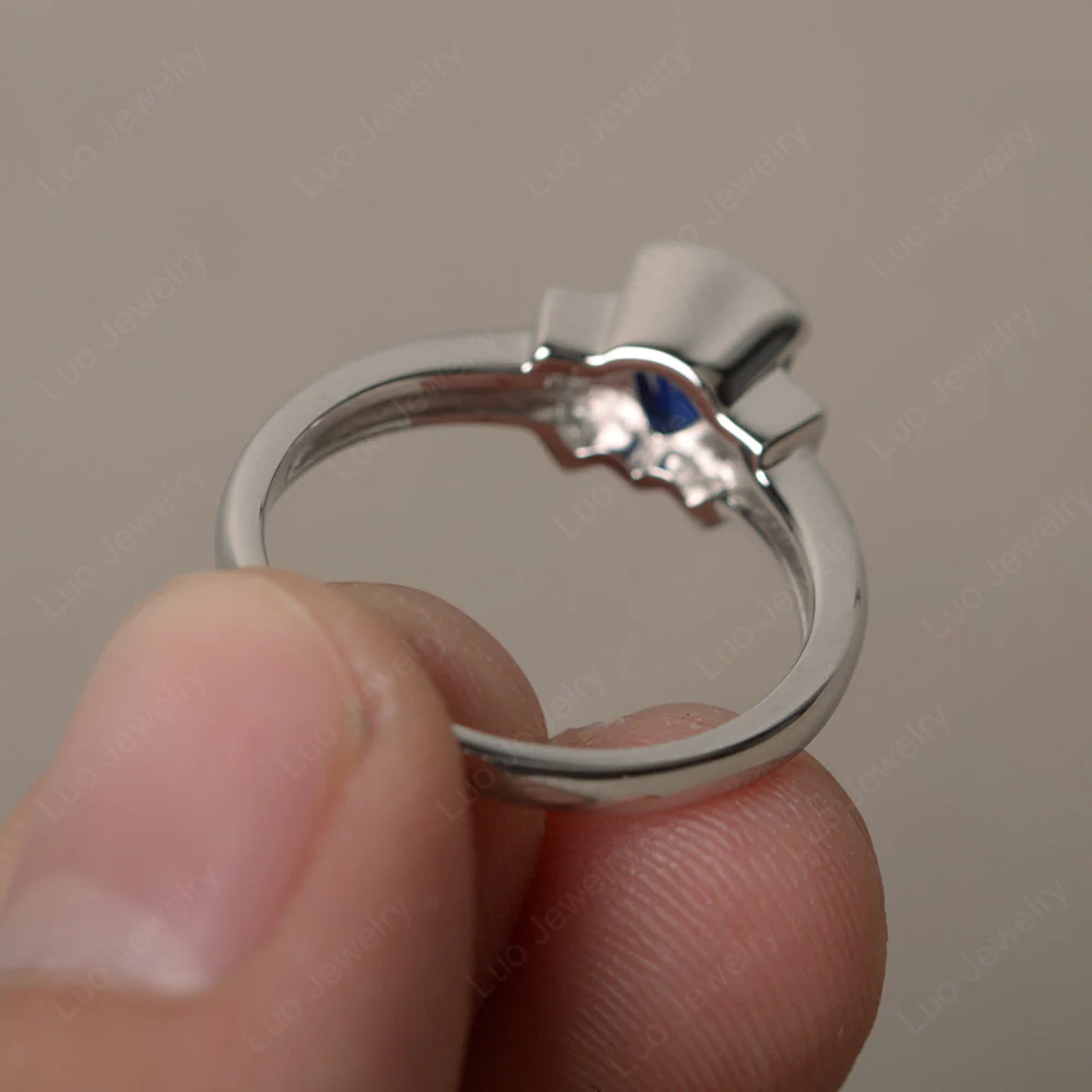 Trillion Cut Sapphire Promise Ring - Image 2