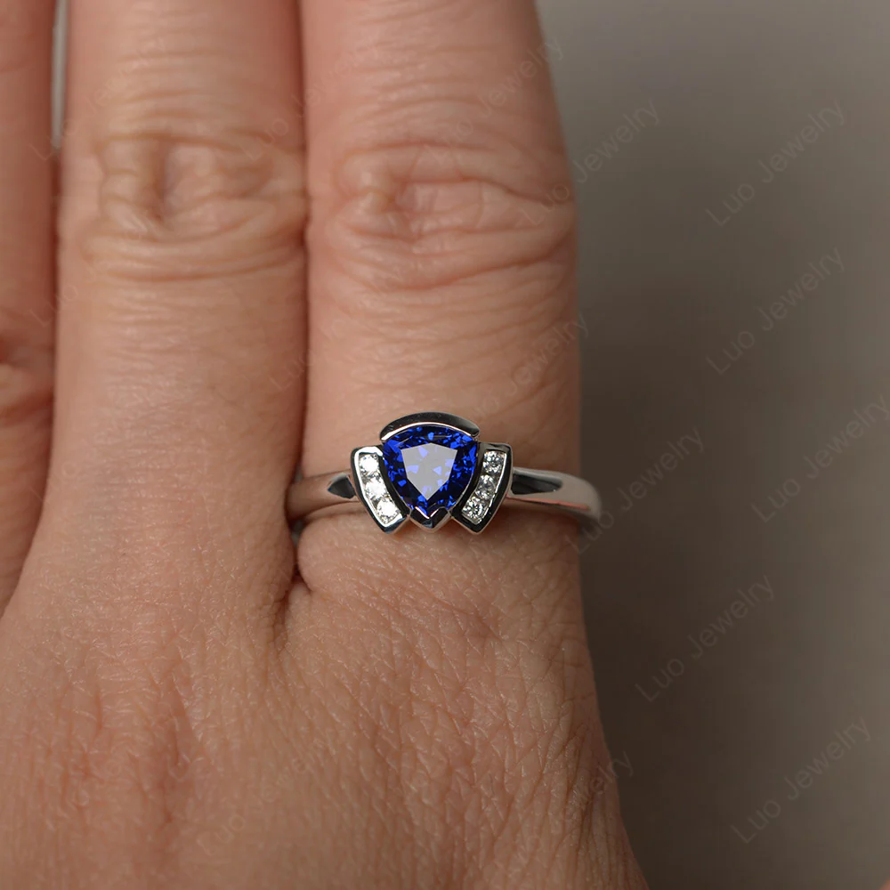 Trillion Cut Sapphire Promise Ring - Image 3