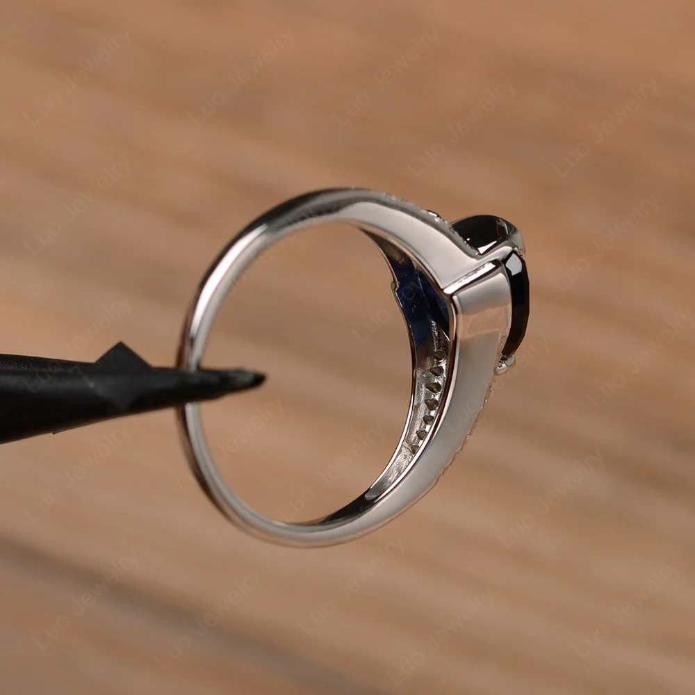 Trillion Cut Sapphire Horizontal Ring - Image 3