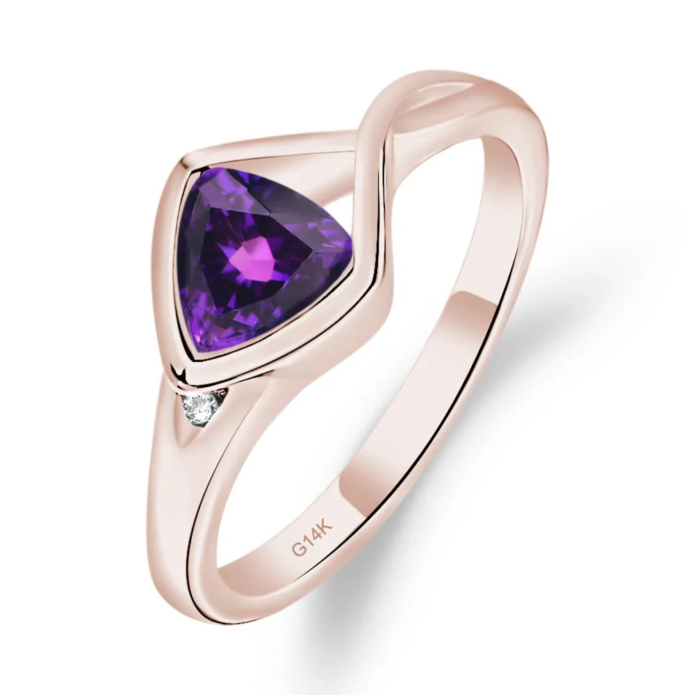 Trillion Cut Simple Amethyst Ring - Image 2
