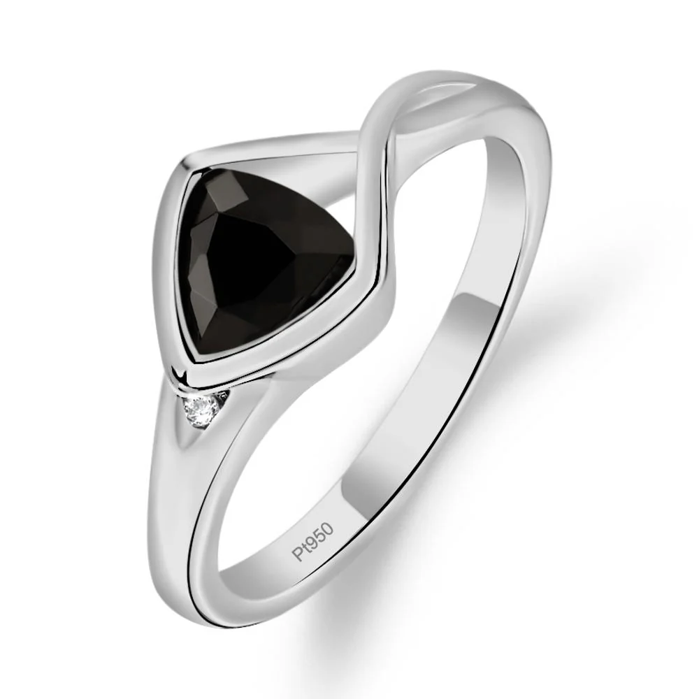 Trillion Cut Simple Black Spinel Ring - Image 9