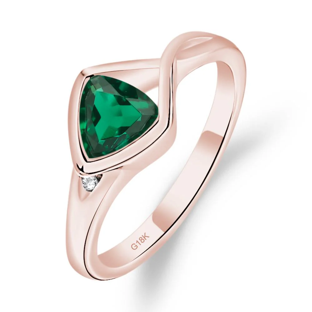 Trillion Cut Simple Emerald Ring - Image 2