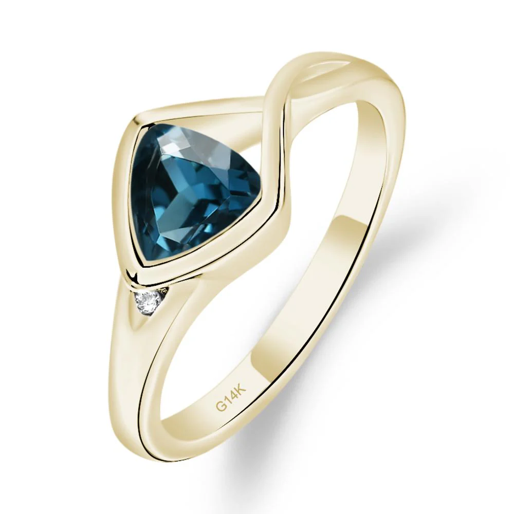 Trillion Cut Simple London Blue Topaz Ring