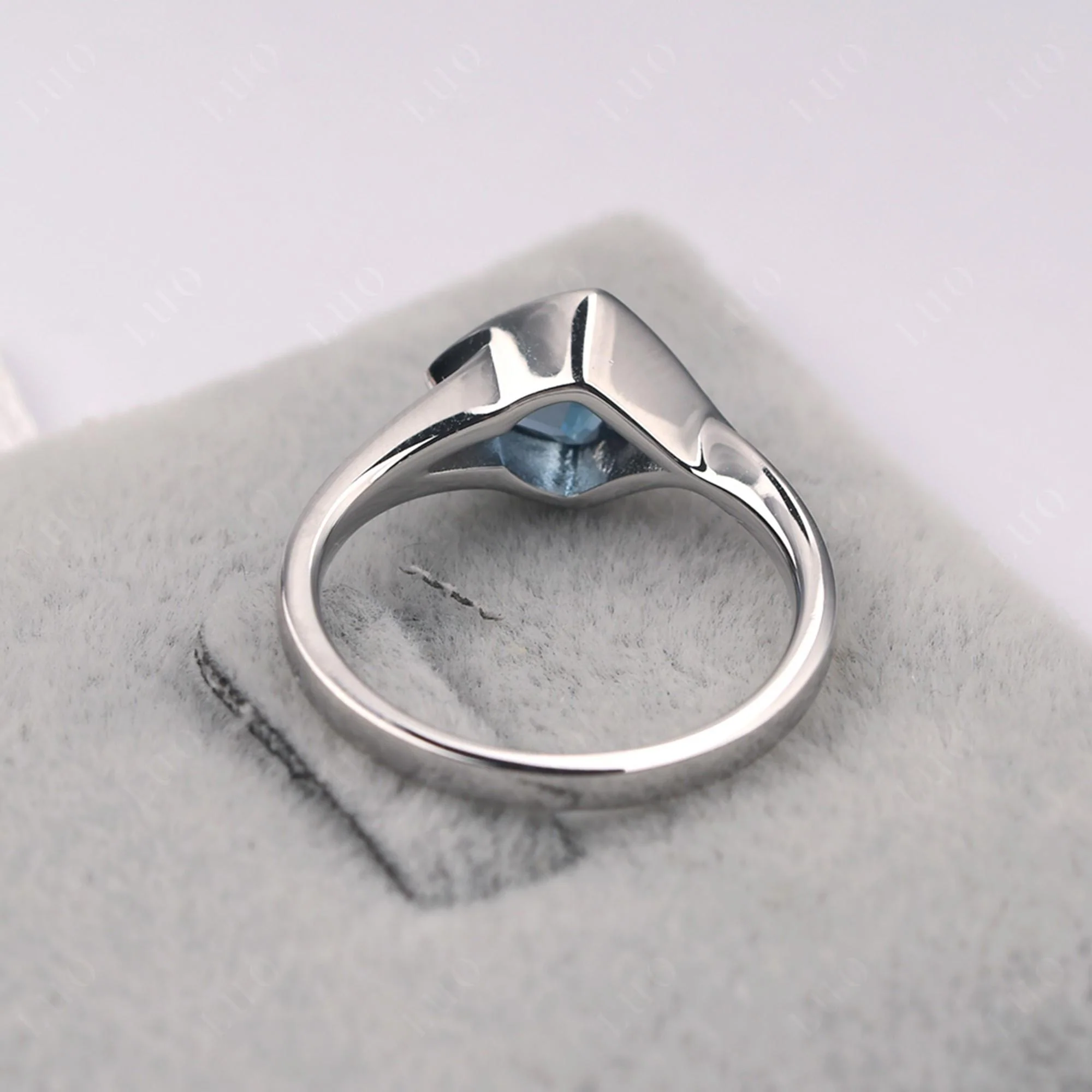 Trillion Cut Simple London Blue Topaz Ring - Image 12