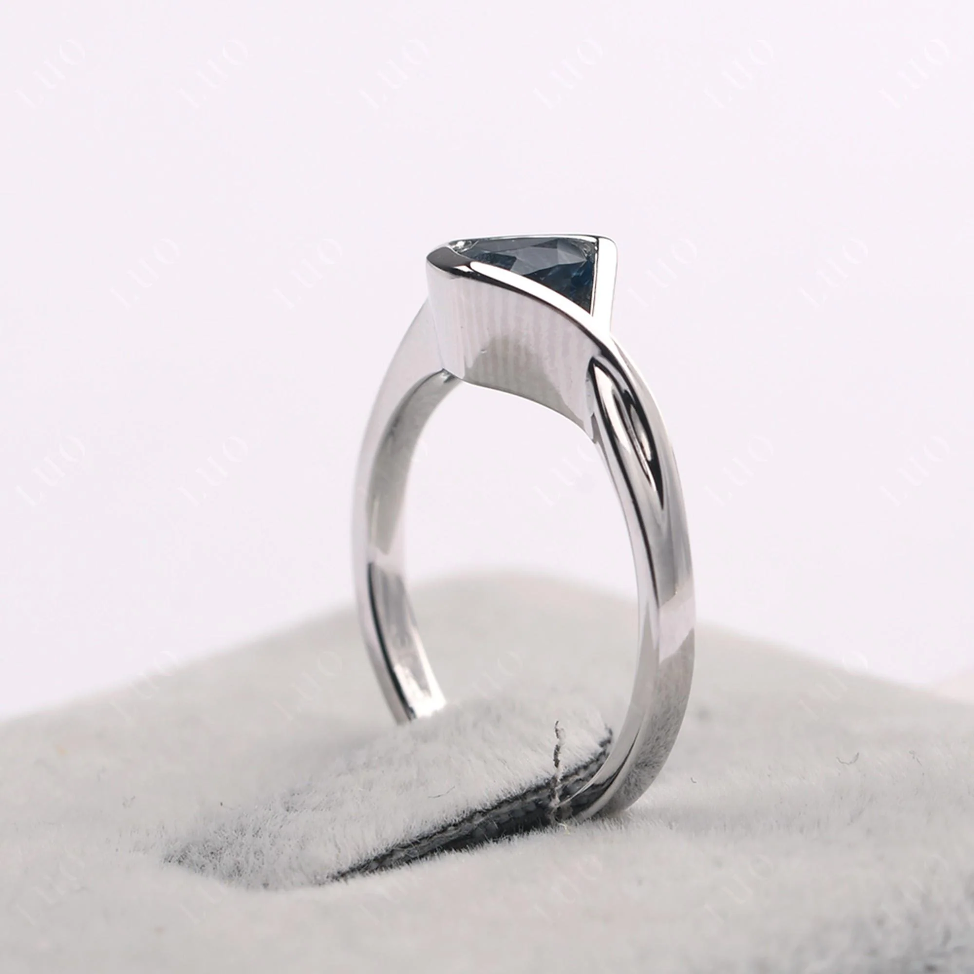 Trillion Cut Simple London Blue Topaz Ring - Image 13