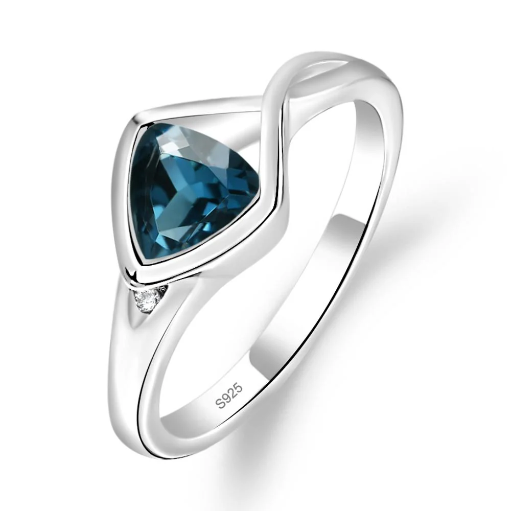 Trillion Cut Simple London Blue Topaz Ring - Image 2