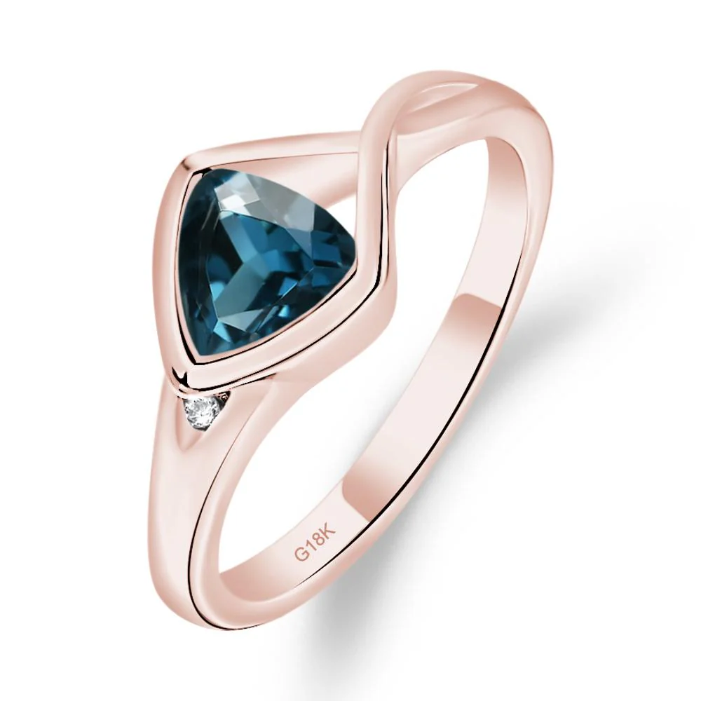 Trillion Cut Simple London Blue Topaz Ring - Image 4