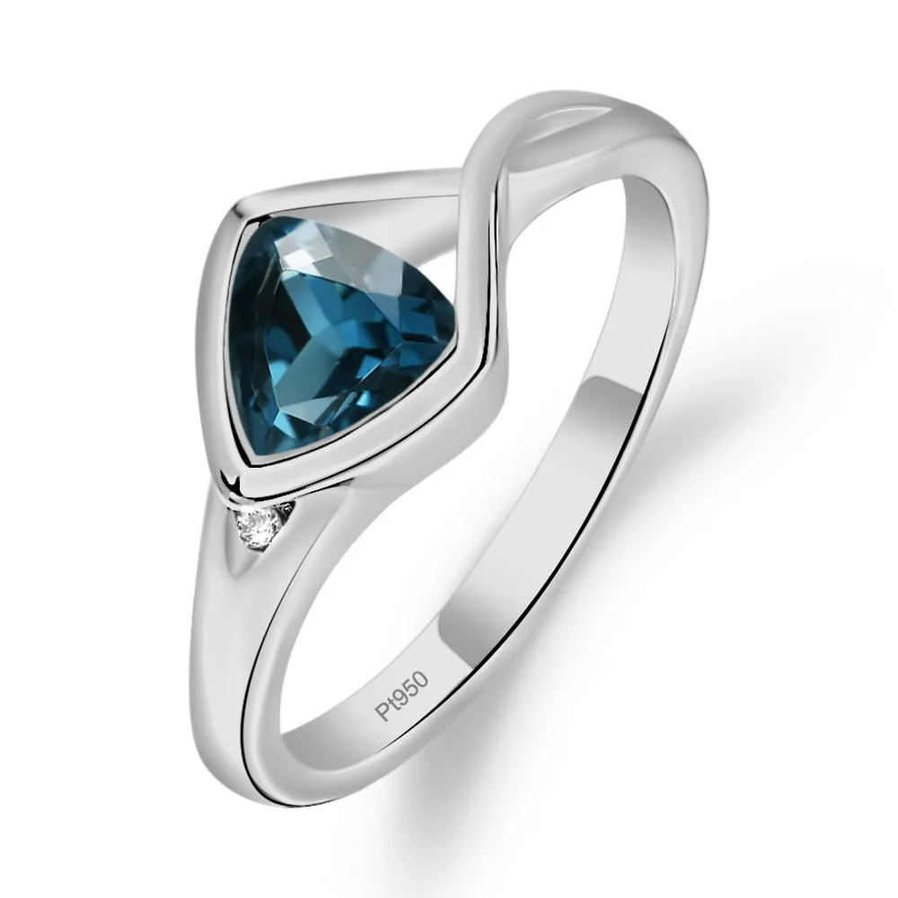 Trillion Cut Simple London Blue Topaz Ring - Image 6
