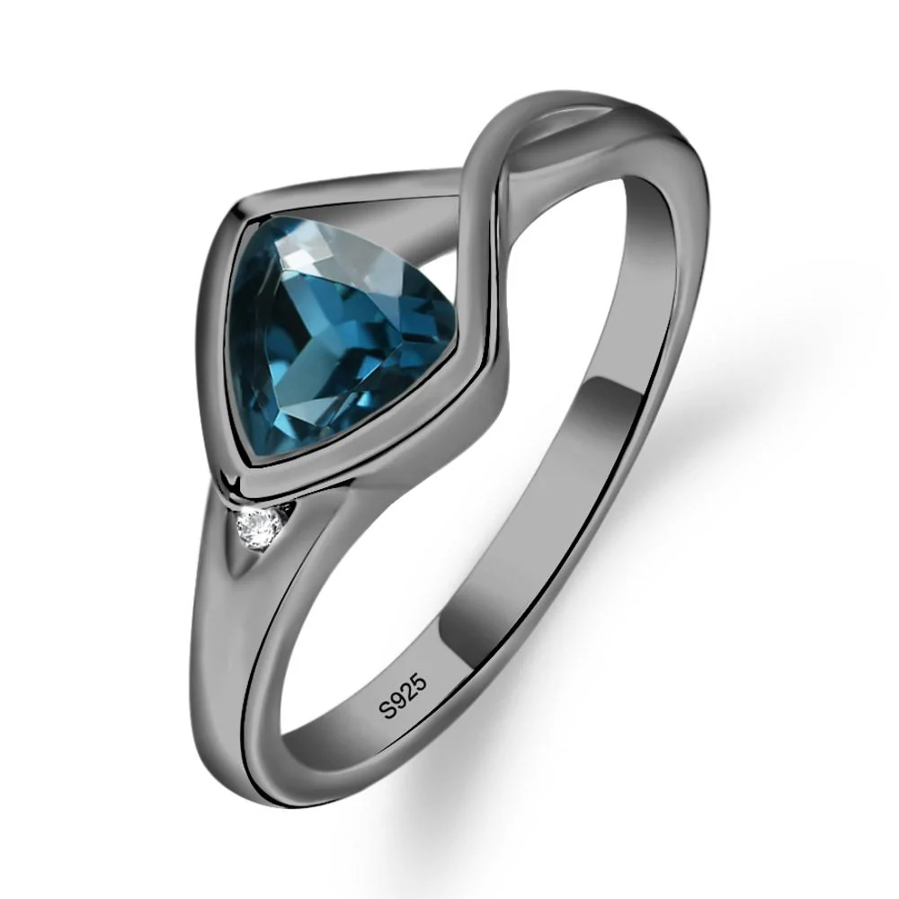 Trillion Cut Simple London Blue Topaz Ring - Image 9
