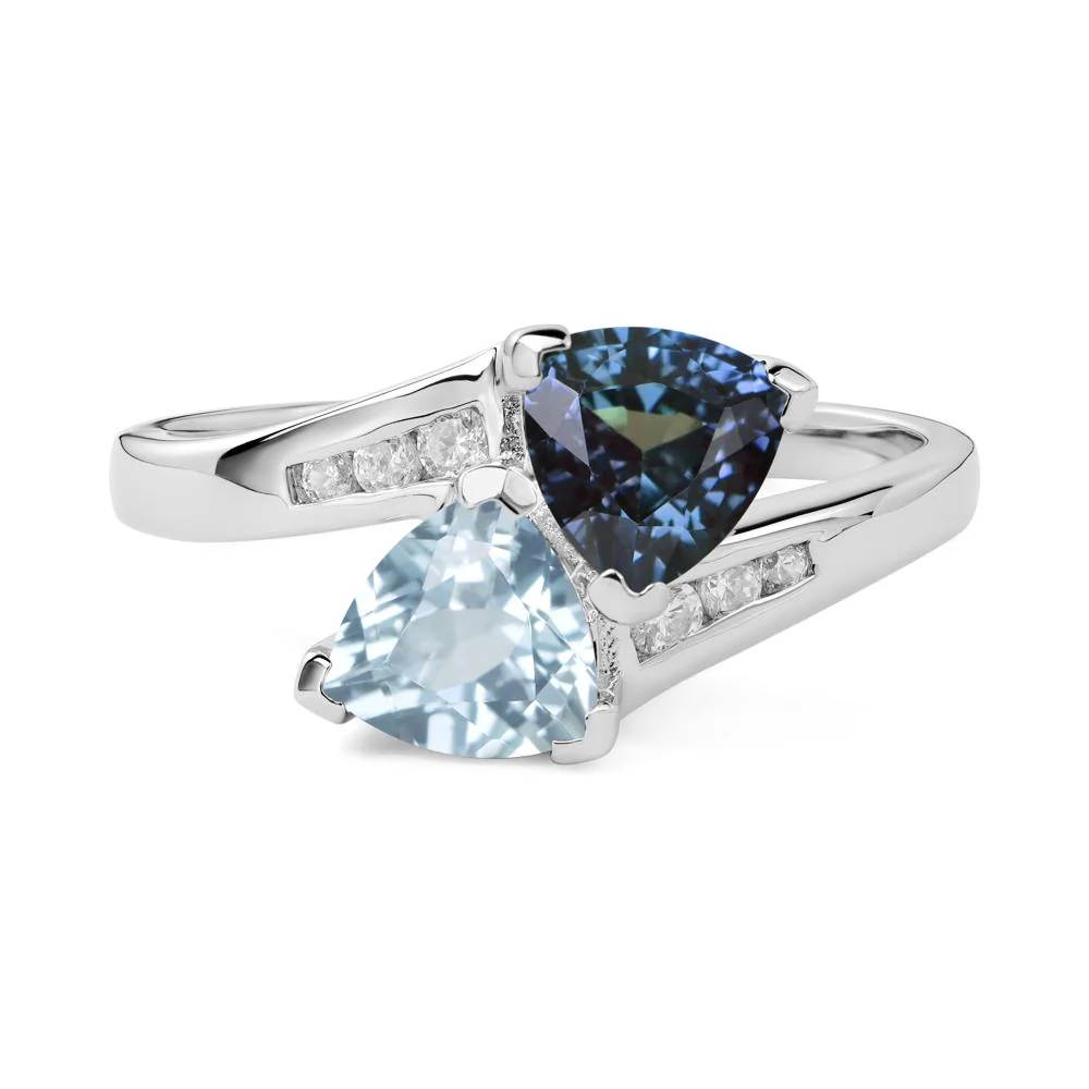 Alexandrite and Aquamarine Bypass Ring