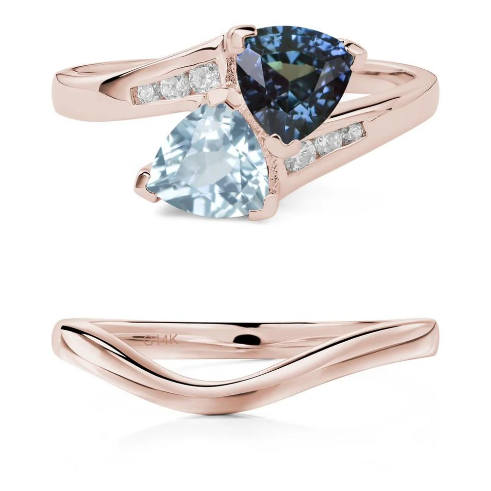 Alexandrite and Aquamarine Bypass Ring - Image 11