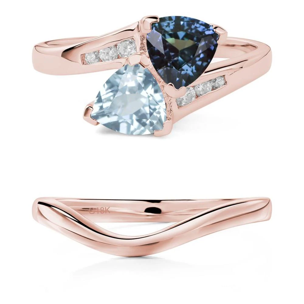 Alexandrite and Aquamarine Bypass Ring - Image 17