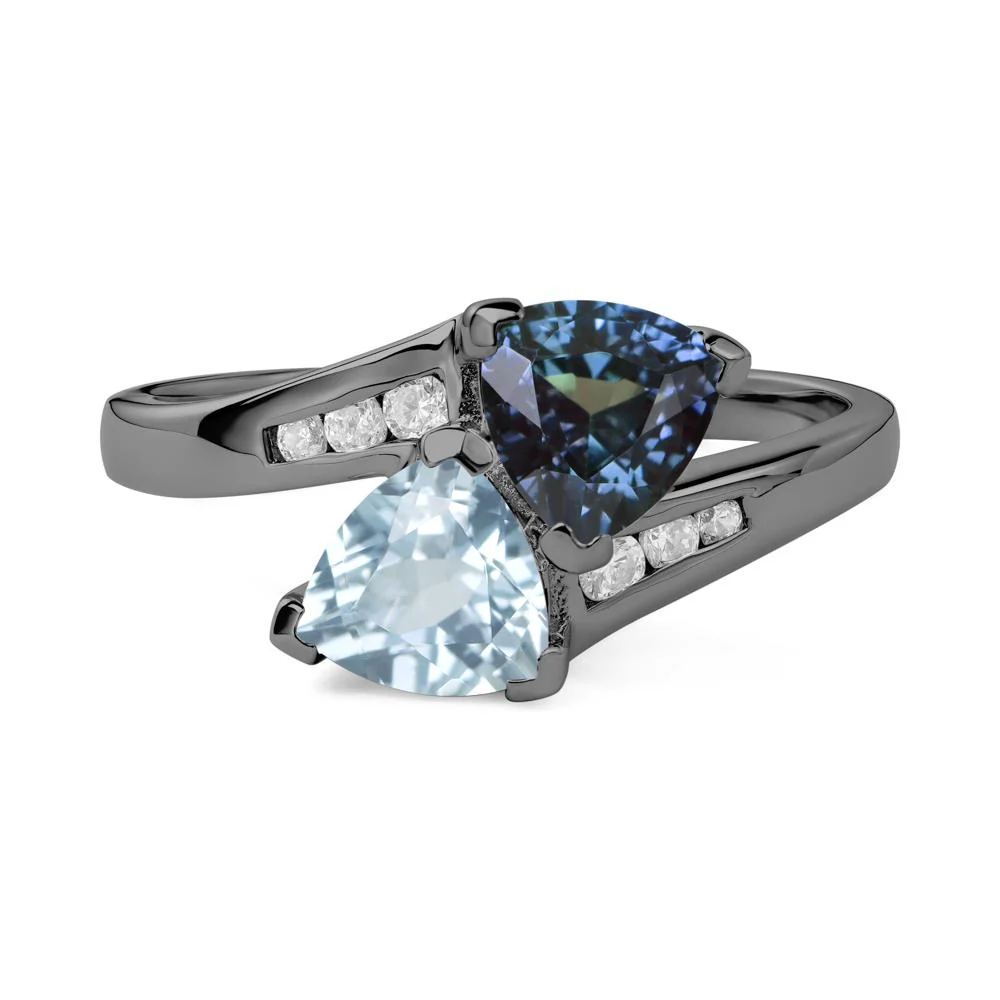 Alexandrite and Aquamarine Bypass Ring - Image 2