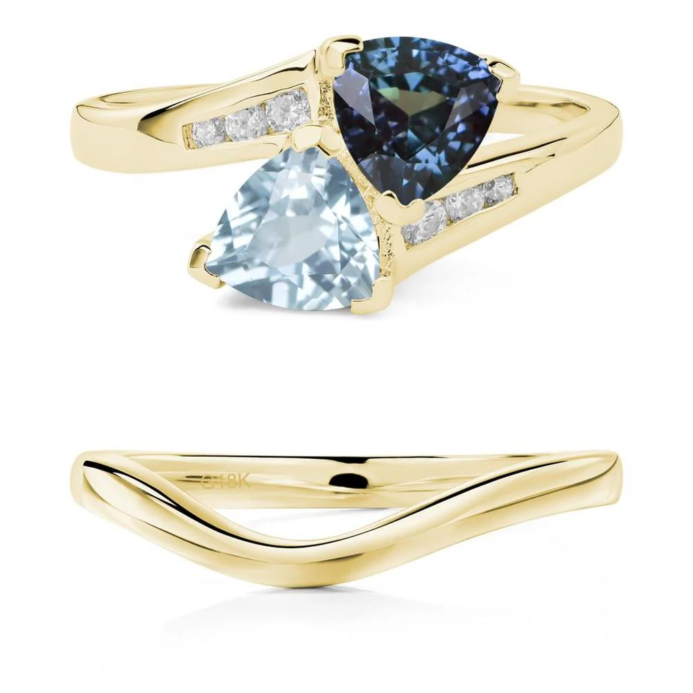 Alexandrite and Aquamarine Bypass Ring - Image 21