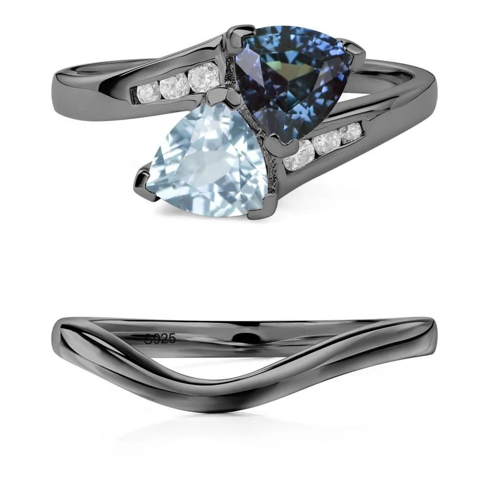 Alexandrite and Aquamarine Bypass Ring - Image 23