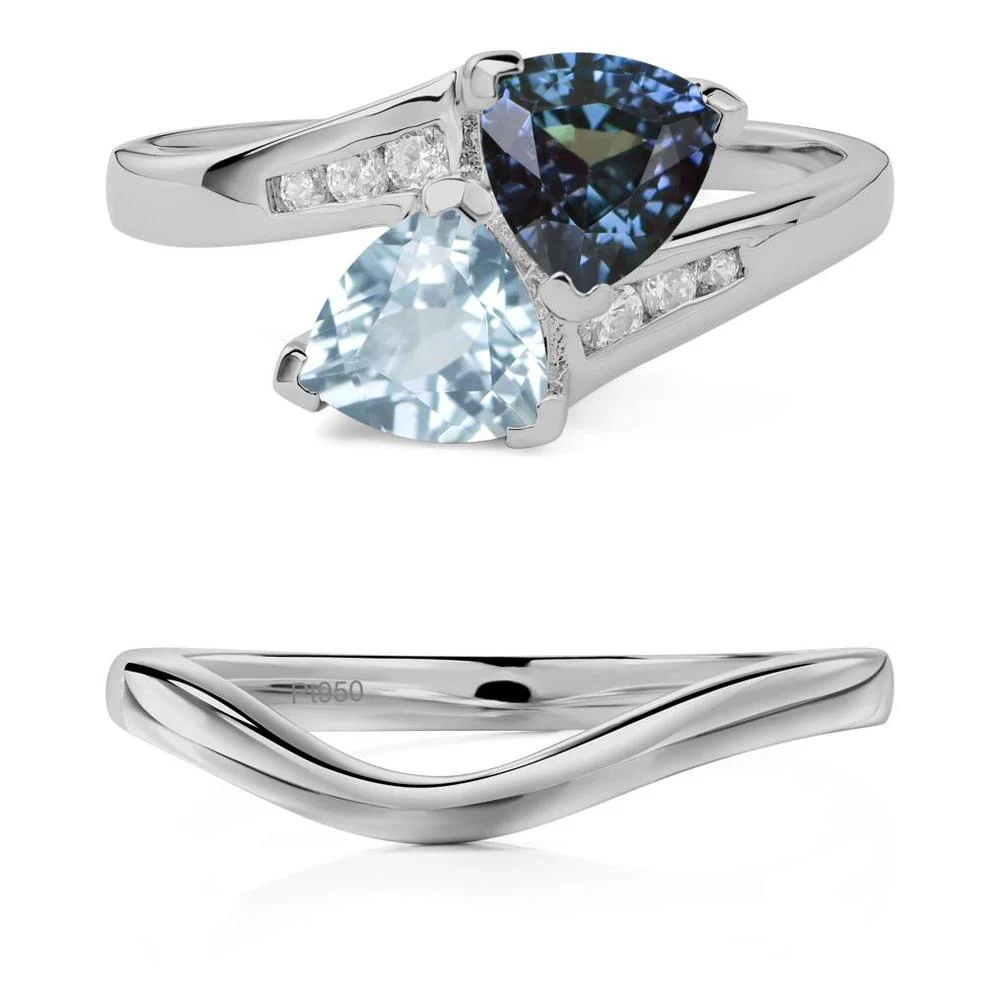 Alexandrite and Aquamarine Bypass Ring - Image 25
