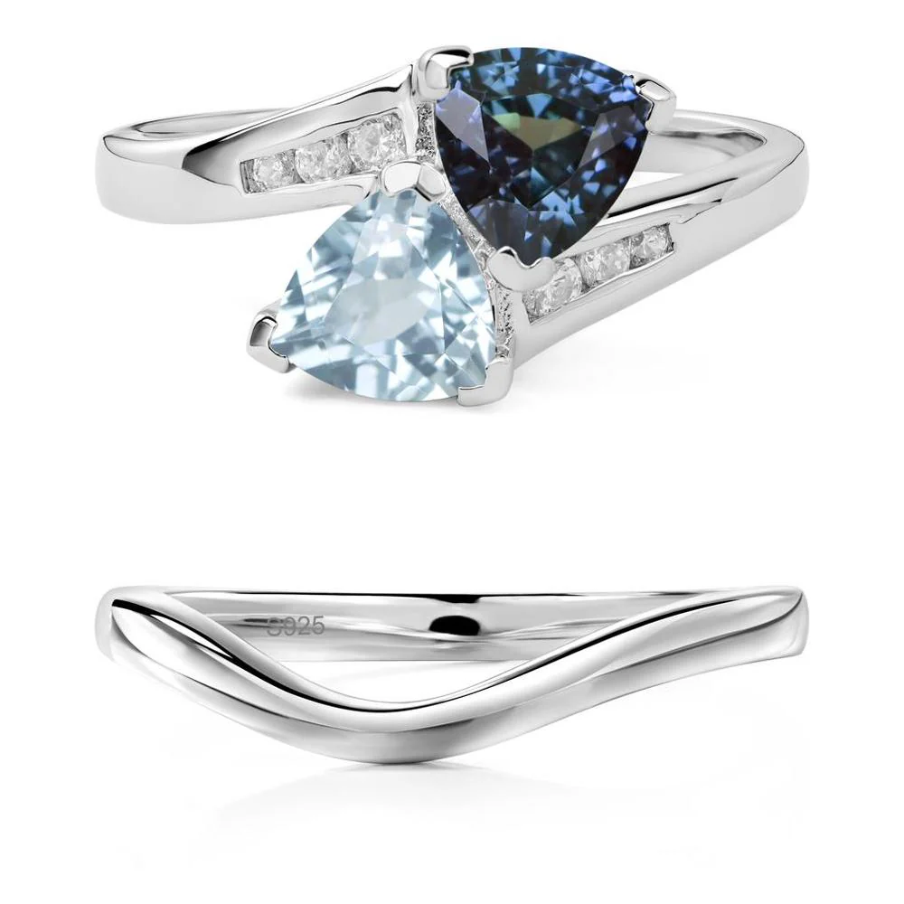 Alexandrite and Aquamarine Bypass Ring - Image 27