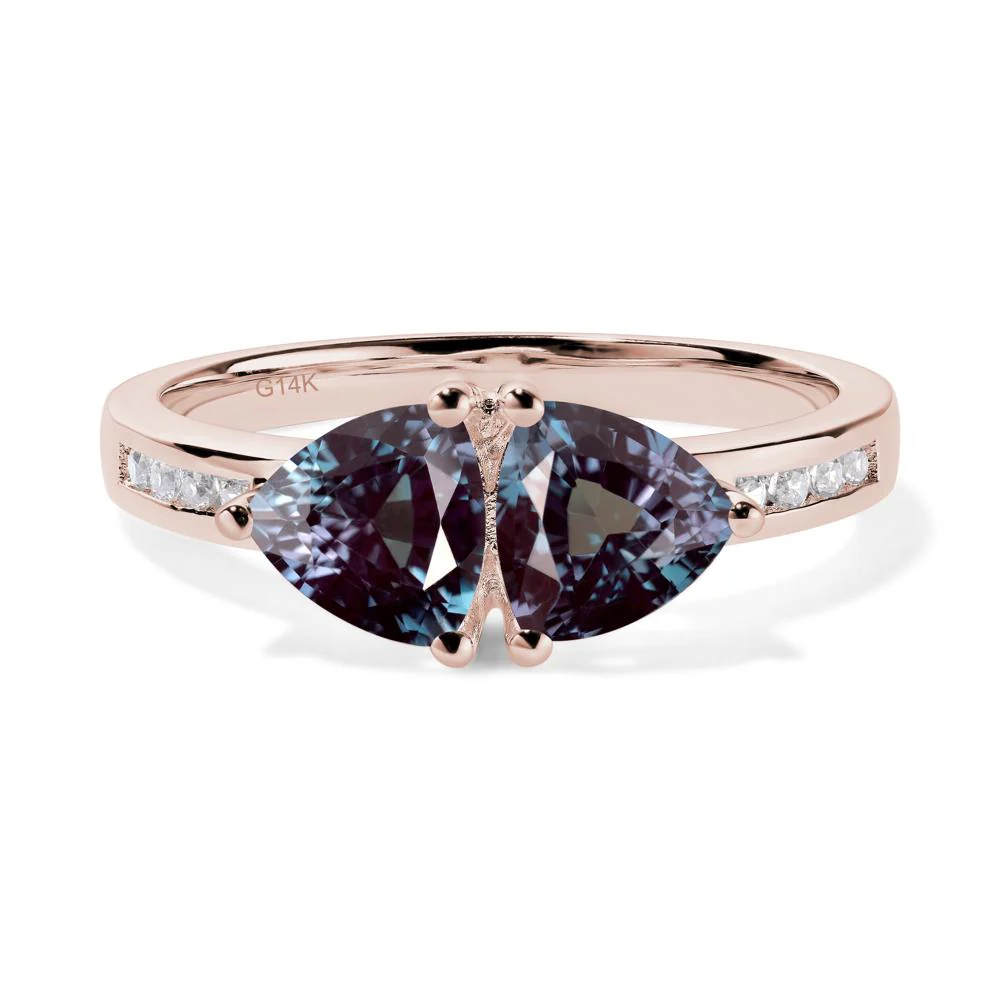 Trillion Cut Two Stone Alexandrite Ring