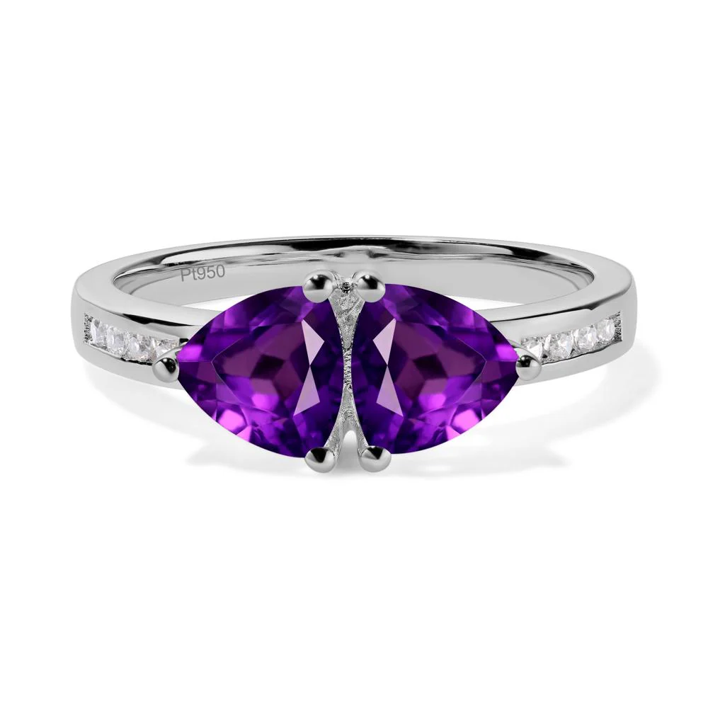 Trillion Cut Two Stone Amethyst Ring - Image 3
