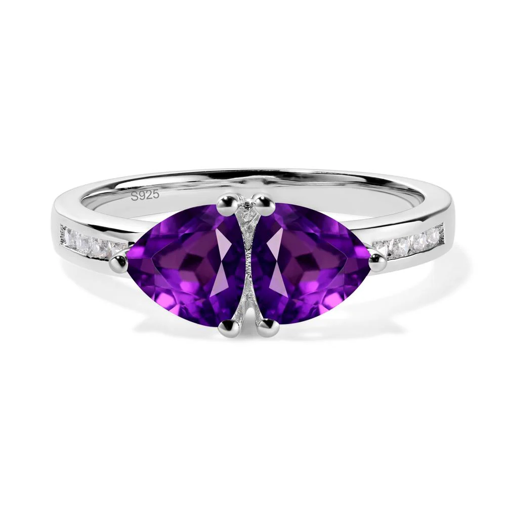 Trillion Cut Two Stone Amethyst Ring - Image 9