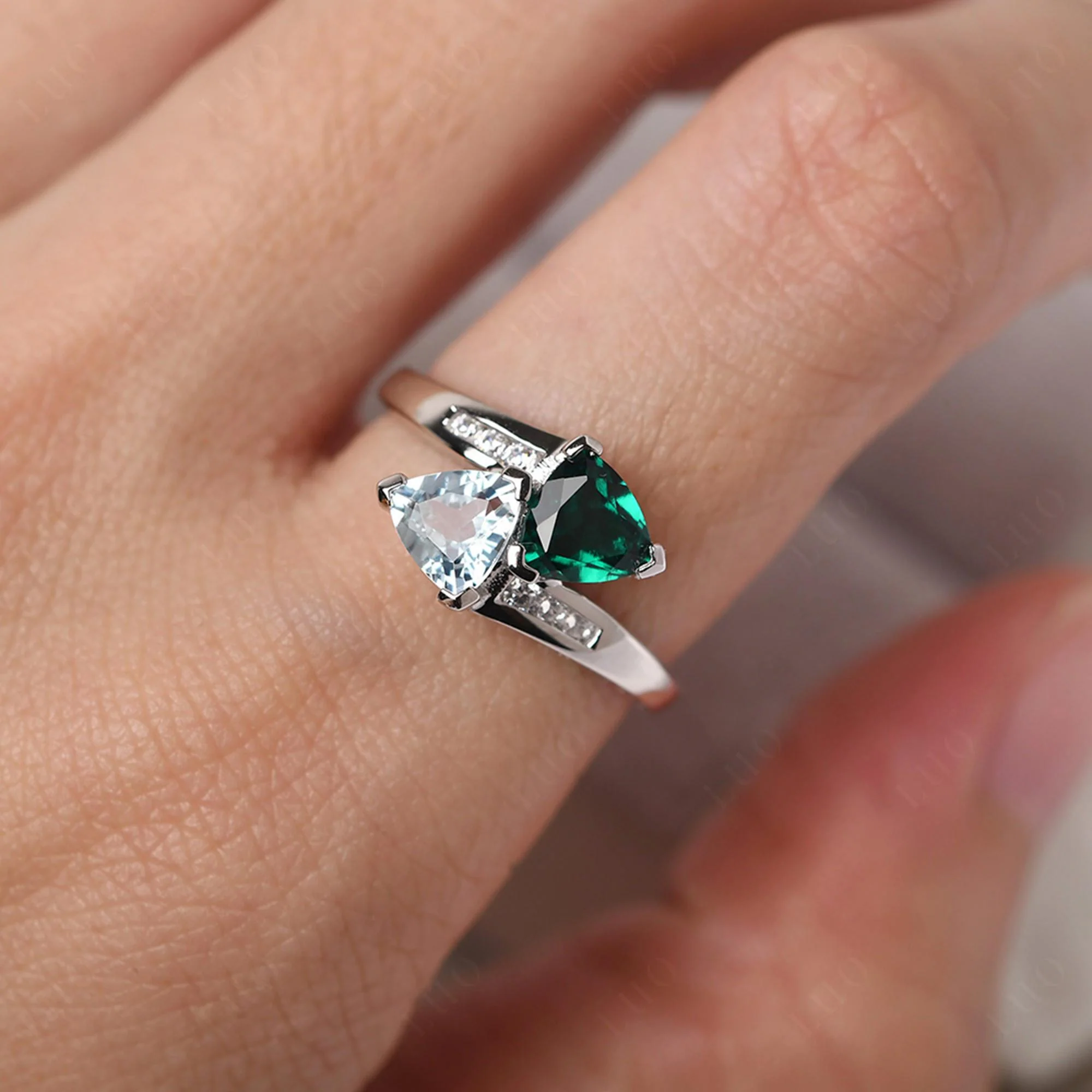 Aquamarine and Emerald Ring - Image 34
