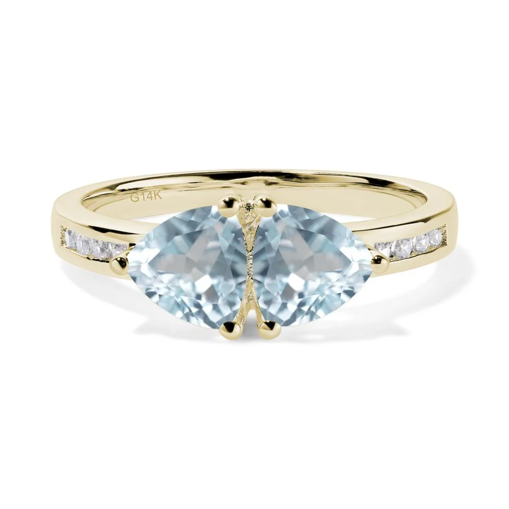 Trillion Cut Two Stone Aquamarine Ring - Image 3