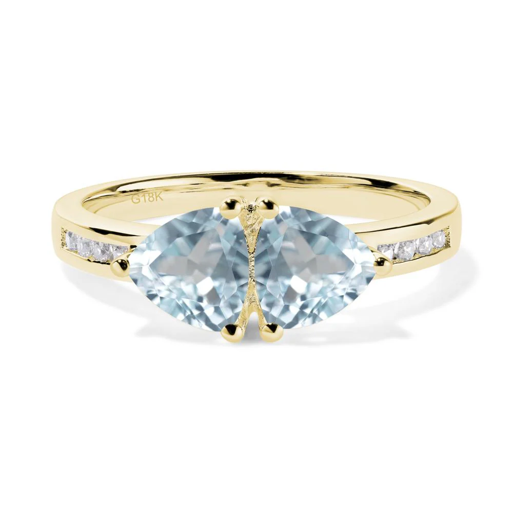 Trillion Cut Two Stone Aquamarine Ring - Image 6