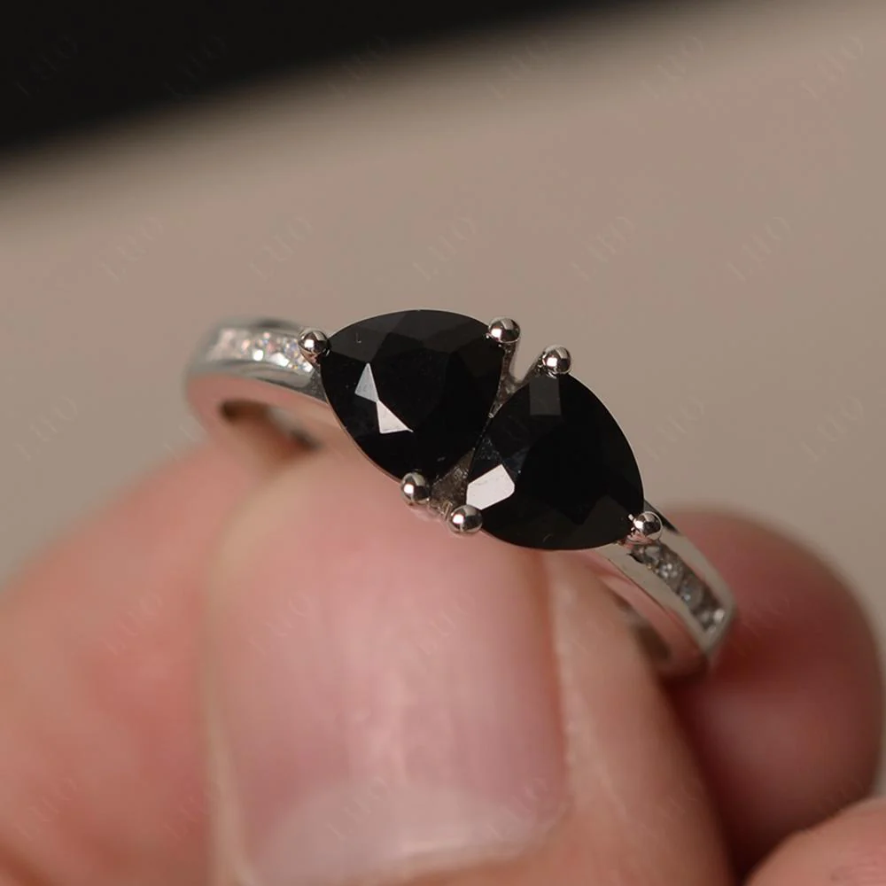 Trillion Cut Two Stone Black Spinel Ring - Image 10