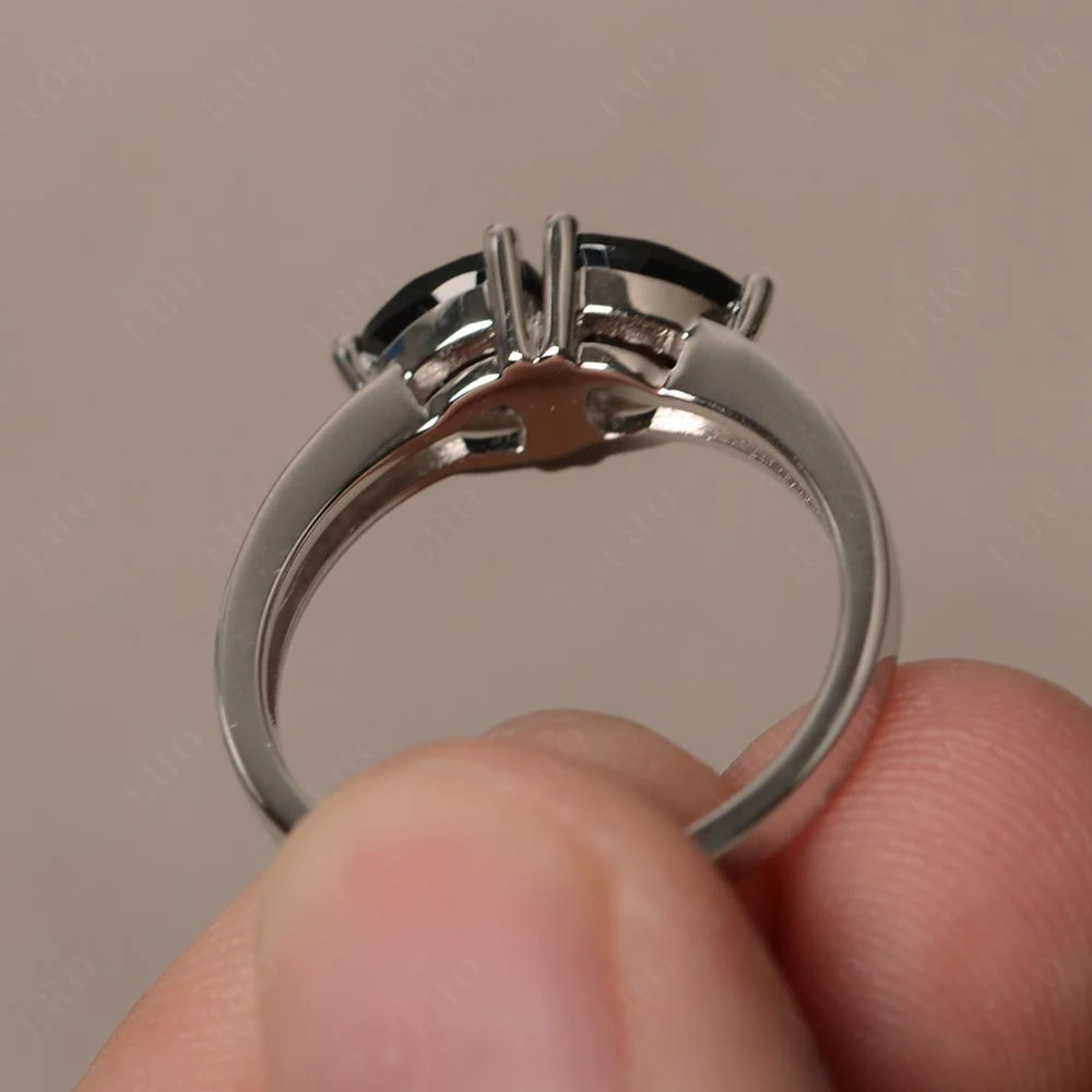 Trillion Cut Two Stone Black Spinel Ring - Image 11