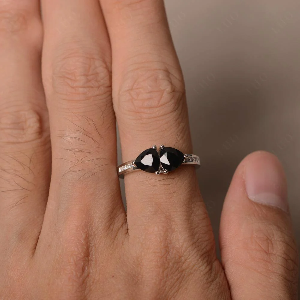 Trillion Cut Two Stone Black Spinel Ring - Image 12