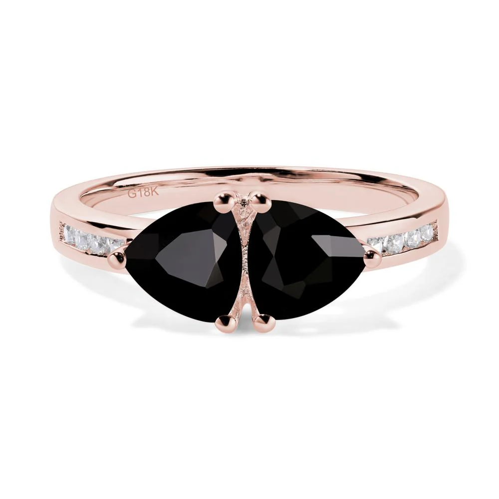 Trillion Cut Two Stone Black Spinel Ring - Image 3