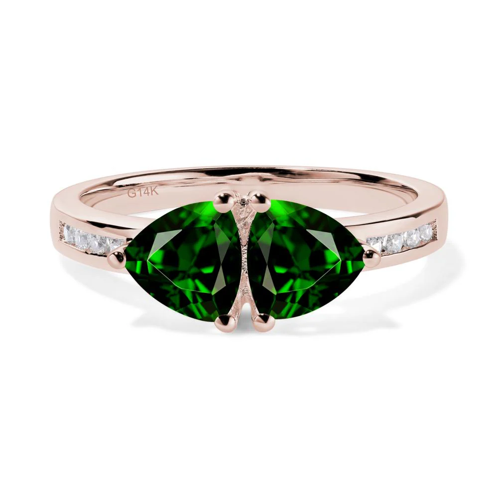 Trillion Cut Two Stone Diopside Ring