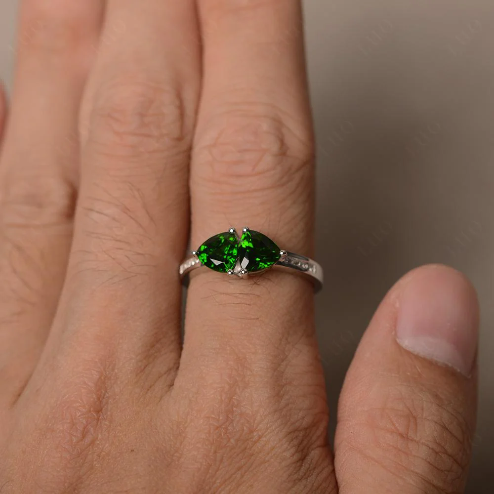 Trillion Cut Two Stone Diopside Ring - Image 12