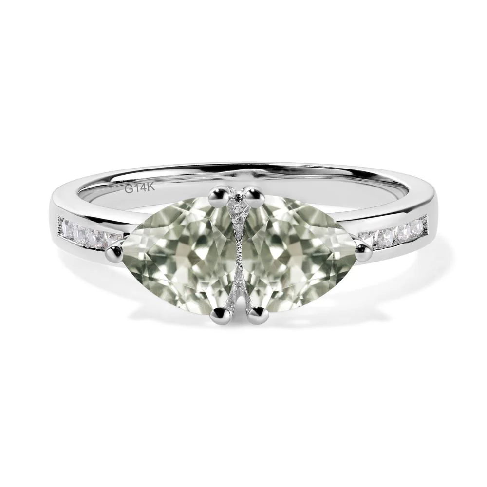 Trillion Cut Two Stone Green Amethyst Ring - Image 5